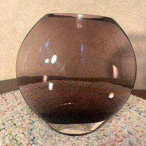 Vintage Oval Purple Murano Style Heavy Glass Vase 6"